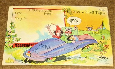 Vintage Postcard "Been a Swell Trip", Cartoon 1940's Humor, Outhouse, 2nd Card Ships Free