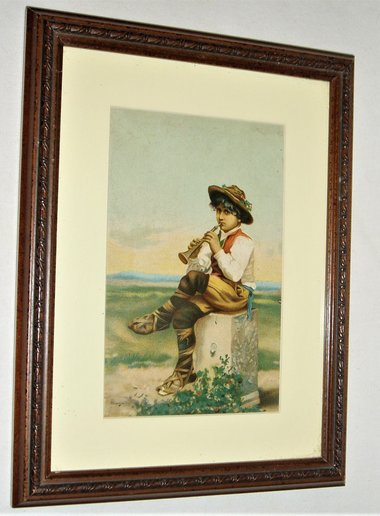 Framed Photo Album Cover, Boy Playing Flute