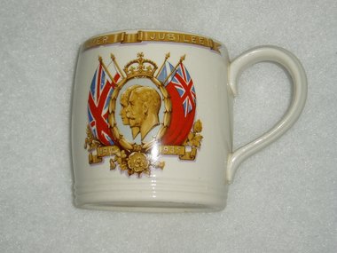 Silver Jubilee Mug, King George V and Queen Mary, 1935, Johnson Bros