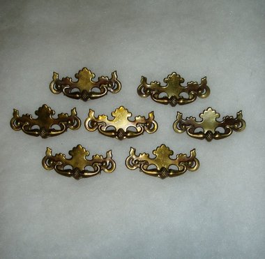 Brass Drawer Pulls, Set of 7 Drop Pulls