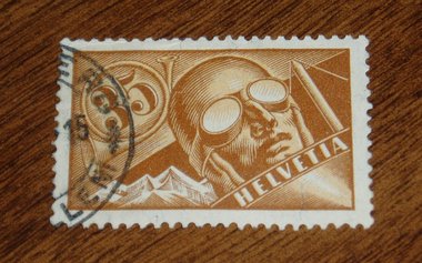 Switzerland Air Mail Stamp, C6, 1920s, 2nd Stamp Ships Free