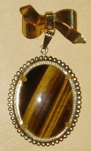 Vintage Tiger Eye Brooch Pin, New Old Stock