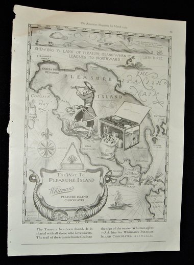 Full Page Advertisement, 1929 Magazine, Whitman's Pleasure Island Chocolates