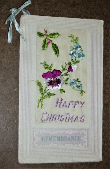 French Embroidered Card, World War 1 Remembrance Christmas