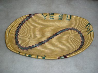 African Coil Basket, Tray Shape, Yesu-Njix
