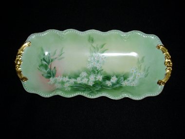 Vintage Celery Dish, Limoges France, Floral Design, 1920s