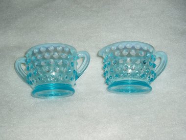 Vintage Fenton Cream and Sugar, Blue Opalescent