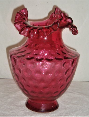 Fenton Polka Dot in Ruby Overly Vase