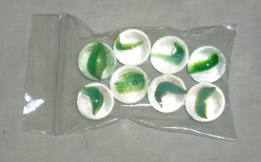 Vintage Banana Style Cat's Eyes Marbles, Green  x 8, Jewelry and Artist Supply