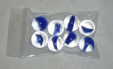 Vintage Banana Style Cat's Eyes Marbles, Blue x 8, Jewelry and Artist Supply