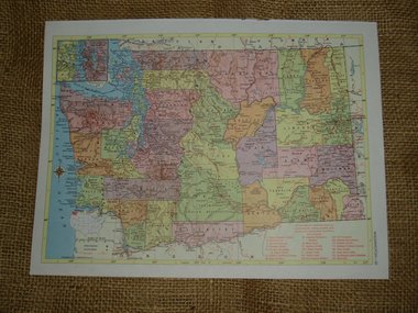 Vintage Railroad Map,  Mississippi and Missouri Rail Lines, 1950's