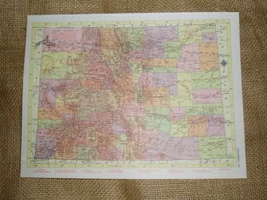 Railroad Map,  Colorado and Connecticut Rail Lines, Vintage 1950's