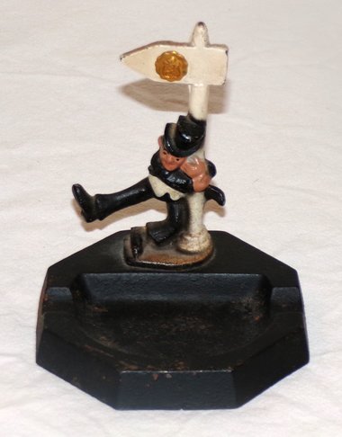 Vintage Ashtray, Drunk Leaning on Lamp Post, Cast Iron