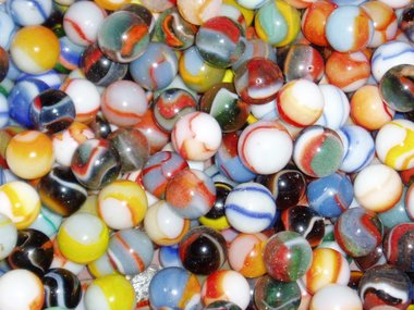 Vintage Toy Marble, Peltier Mix, 10 Assorted Rainbos, Champion Jr.s