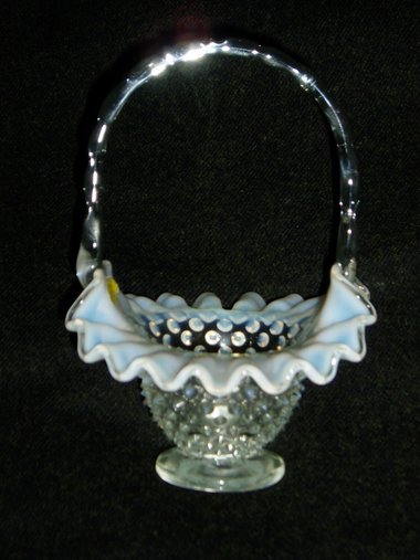 Vintage Fenton Basket, White Opalescent