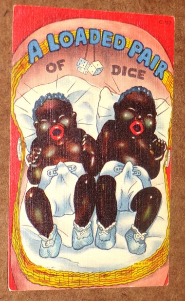 Vintage Black Americana Postcard, A Loaded Pair of Dice